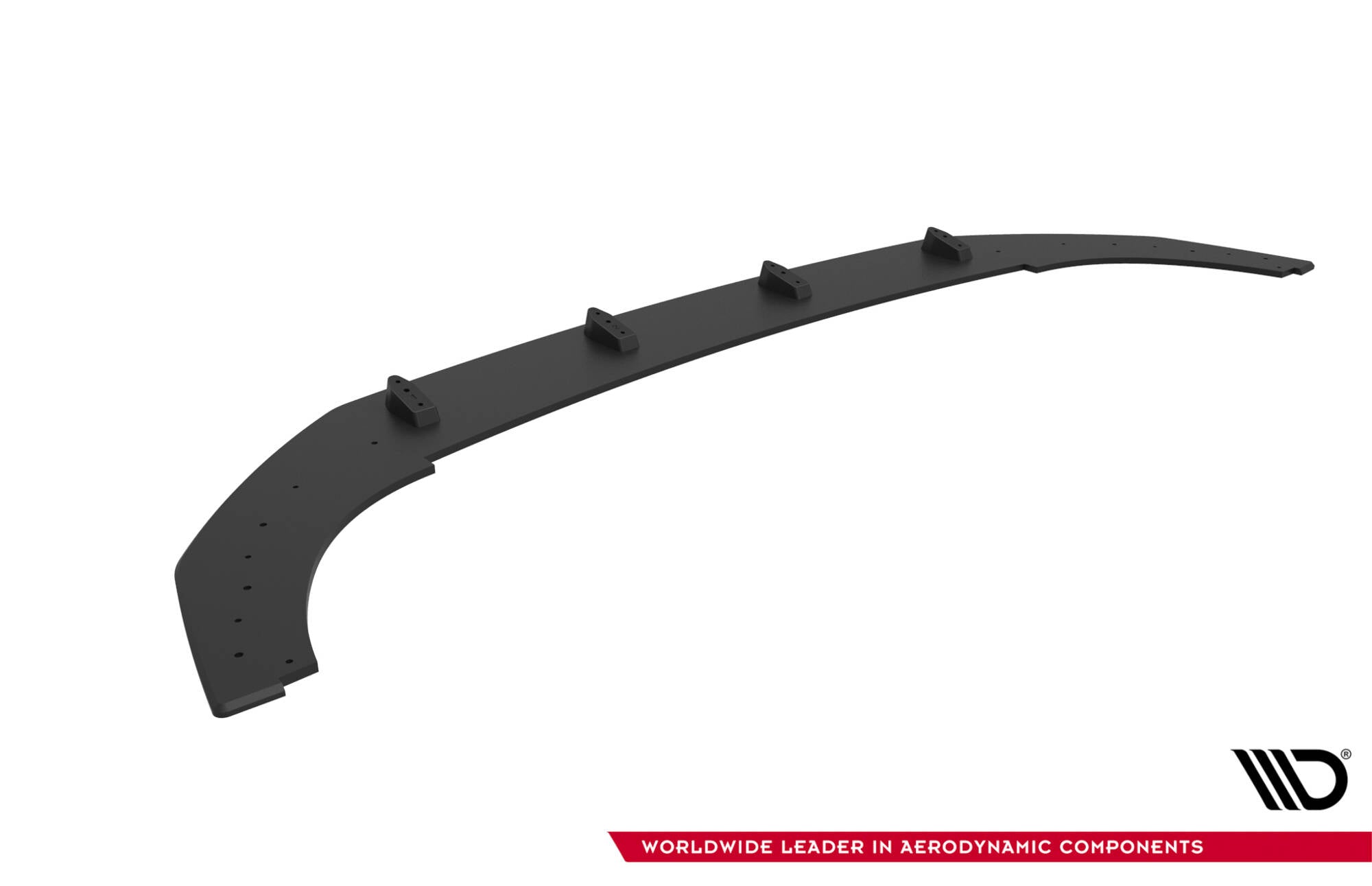 Frontspoiler VW Golf GTI Clubsport MK8 Facelift V2 sett skrått ovenfra med fire festeanordninger.