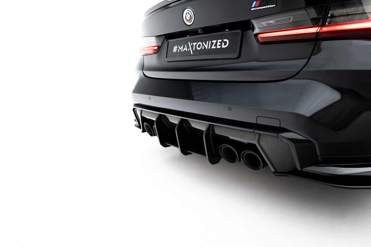 Nærbilde av diffuser til BMW M3 G80 med ren kantfinish