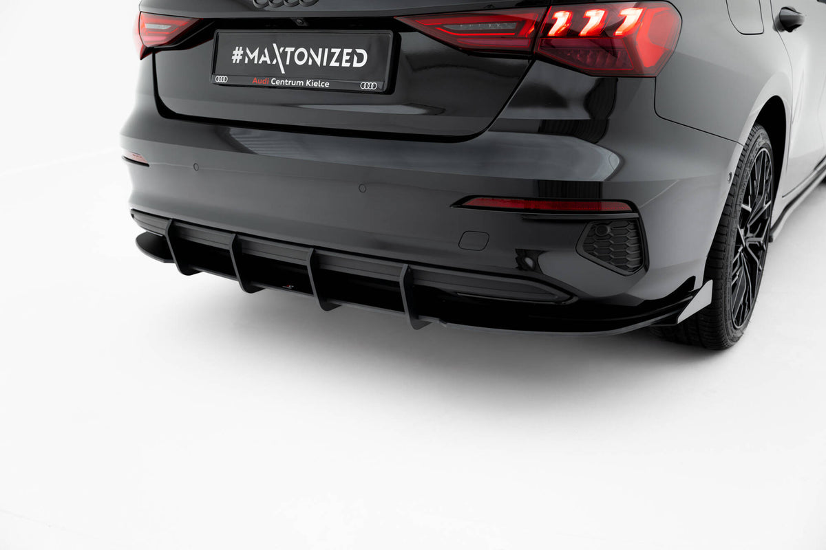 V1-diffuser i matt finish med flaps tilpasset Audi A3 8Y Sedan eksosområdet