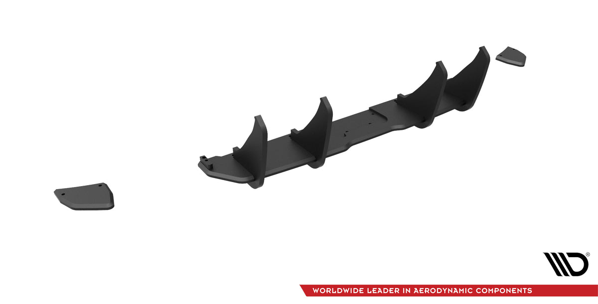 Street Pro diffuser for Nissan 370Z vist underfra med monteringsdetaljer