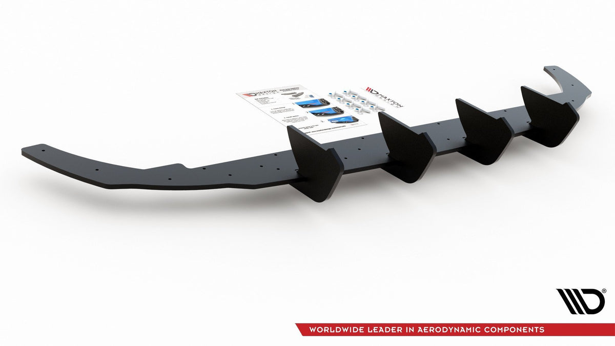Diffuser V.1 for VW Golf 8 – nærbilde av kant og finish i matt svart
