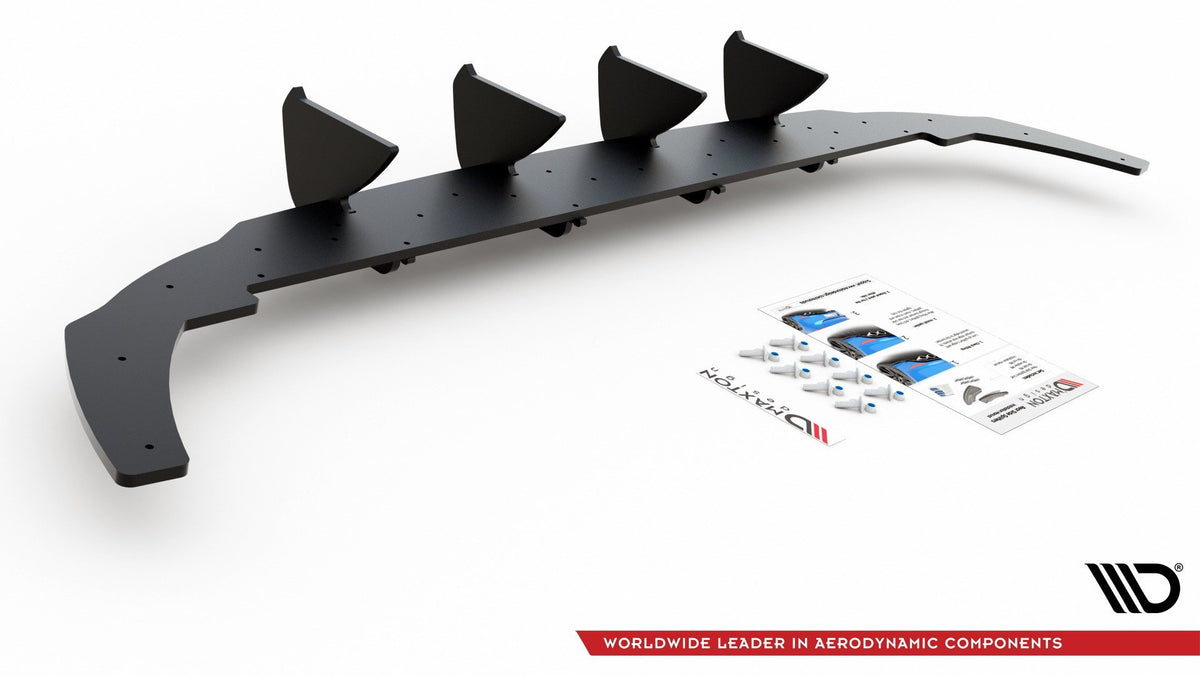 Diffuser V.1 for VW Golf 8 sett rett bakfra med baklykter synlig