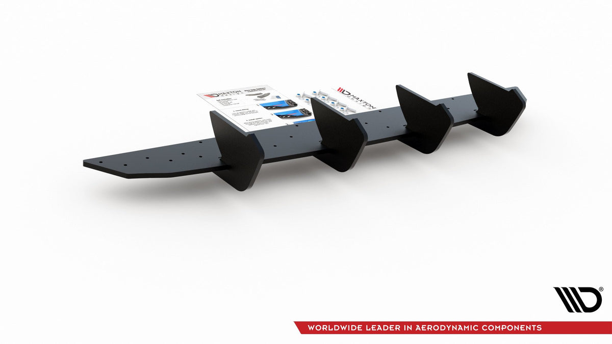Diffuser V.2 for VW Golf 8 sett rett bakfra med baklykter synlig