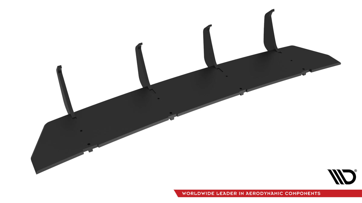 Diffuserplate V.4 til VW Golf 8 GTI – nærbilde av overflaten med blank svart finish