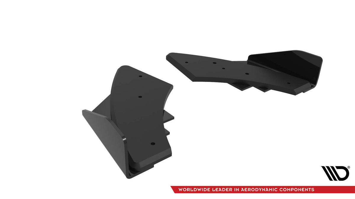 Bakre sideflaps V1 for Audi S3 Sportback 8Y Facelift vist med presis passform mot støtfanger