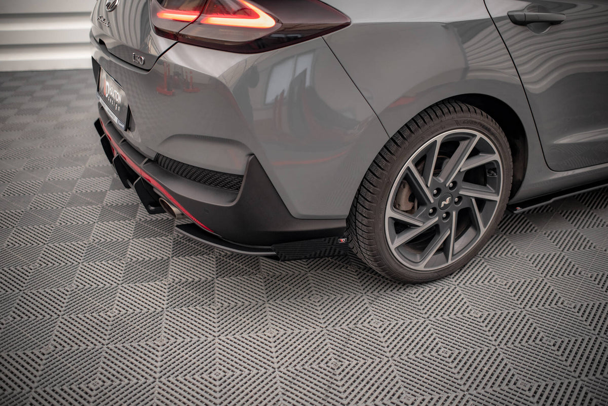 Street Pro Bakre Sidesplittere + Flaps Hyundai I30 Fastback N-Line MK3 Facelift - HYI303FNLINEFBCNC-RS1B+RSF1G