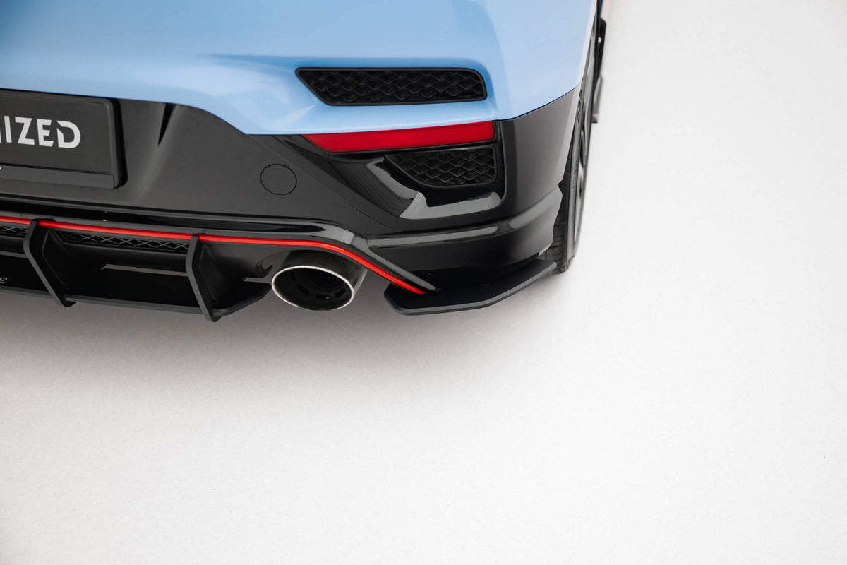 Bakre sideflaps Street Pro til Hyundai Veloster N MK2 sett ovenfra, matt svart ABS-plast