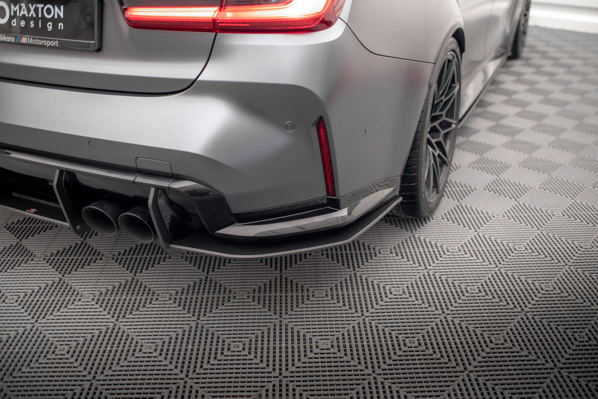 Street Pro sideflaps bak for BMW M3 G80 i matt svart finish sett ovenfra
