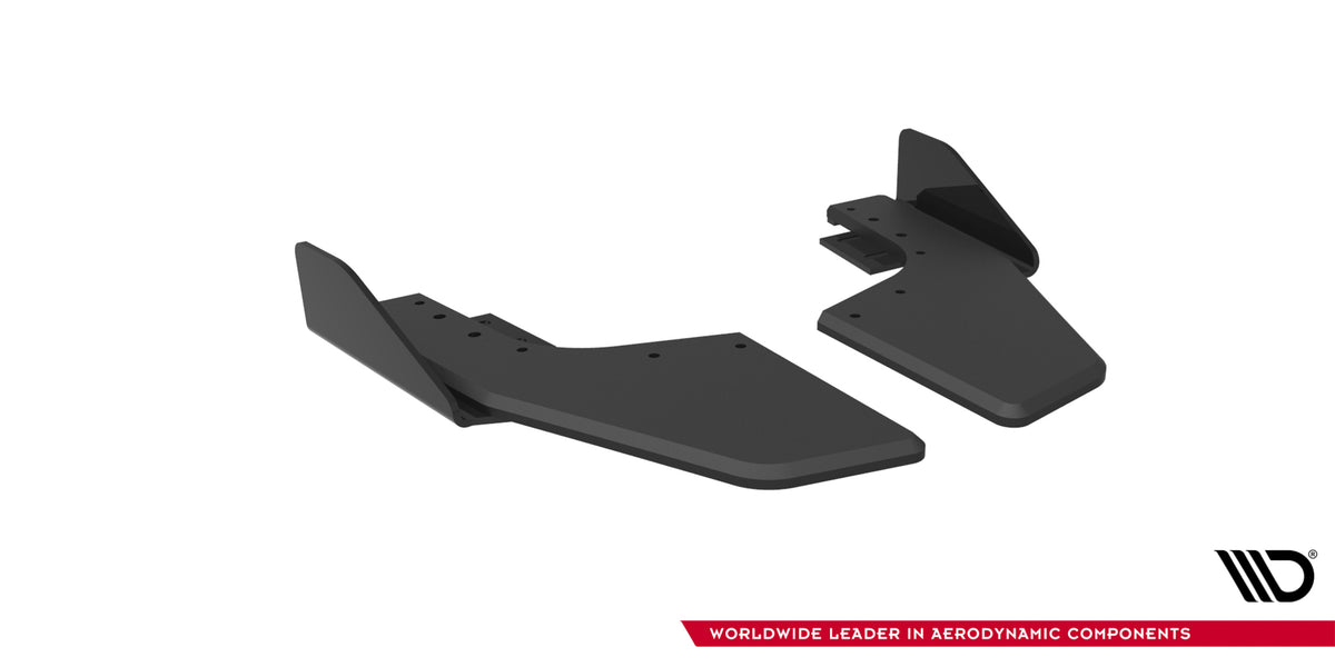 Bakre sideflaps V.2 for VW Golf 8 R Facelift montert på bil med sportslig styling