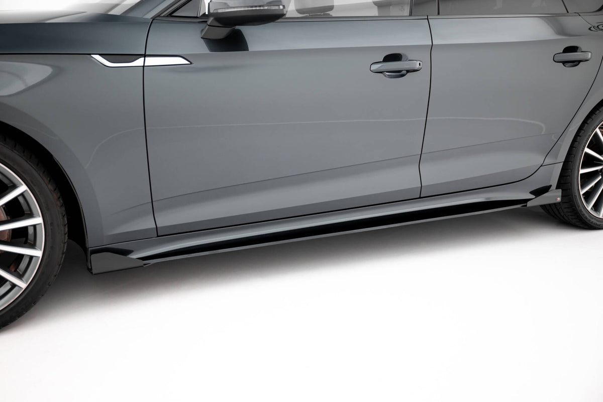 Street Pro sideskjørt-diffuser med flaps for Audi A5 Sportback F5 Facelift, sett ovenfra