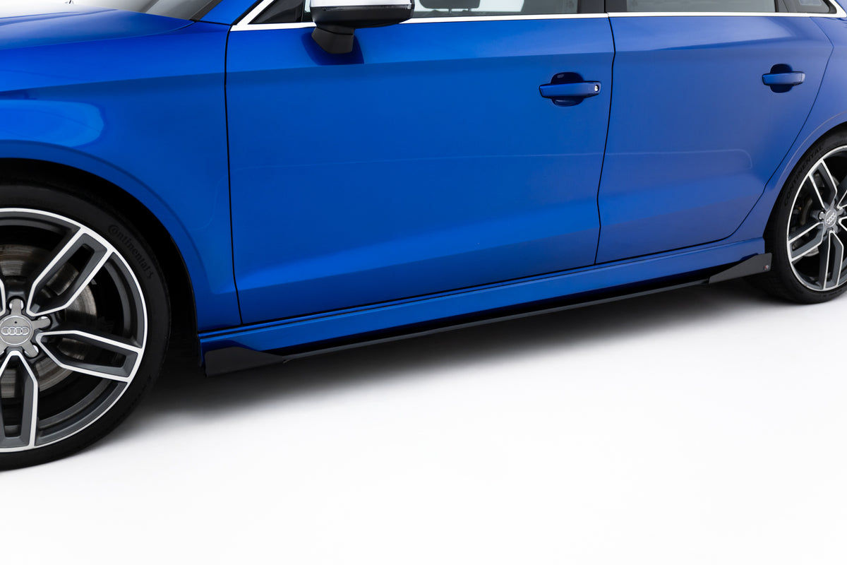 Street Pro sideskjørt diffusorer for Audi S3 Sedan 8V, sett ovenfra med begge sider synlige