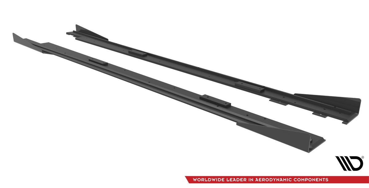 Komplett sett med sideskjørt-diffusorer og flaps for Mazda 3 MPS Mk1, med monteringsutstyr