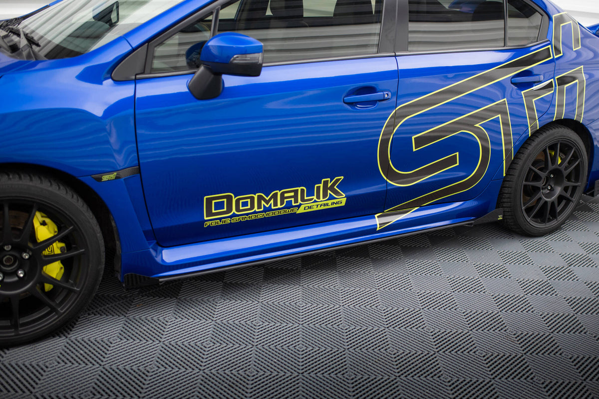 Street Pro sideskjørt-diffusorer med flaps til Subaru WRX STI Mk1, sett ovenfra