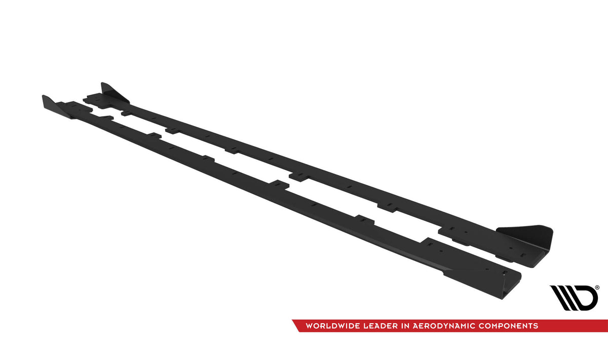 Komplett sett med sideskjørt-diffusorer og flaps for Subaru WRX STI Mk1 utpakket