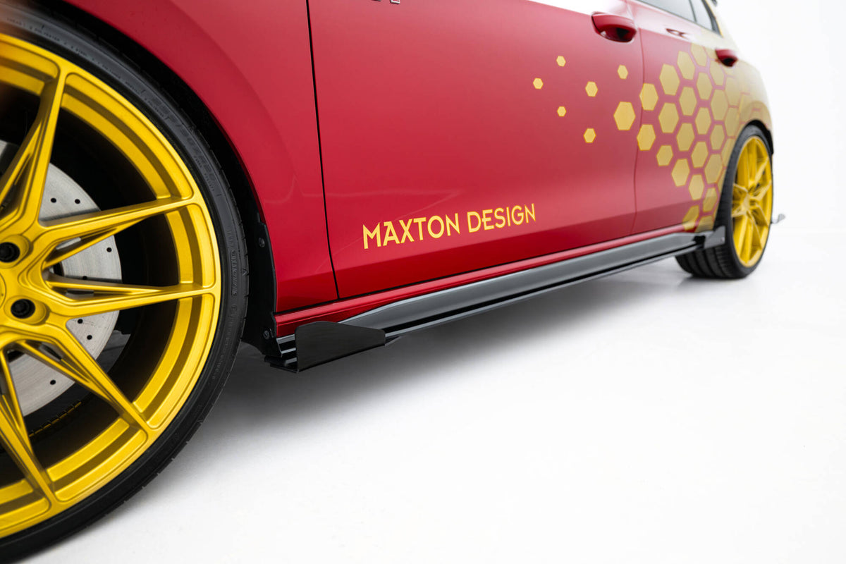 Street Pro sideskjørt diffusers til Volkswagen Golf GTI Clubsport Mk8 Facelift i matt svart ABS