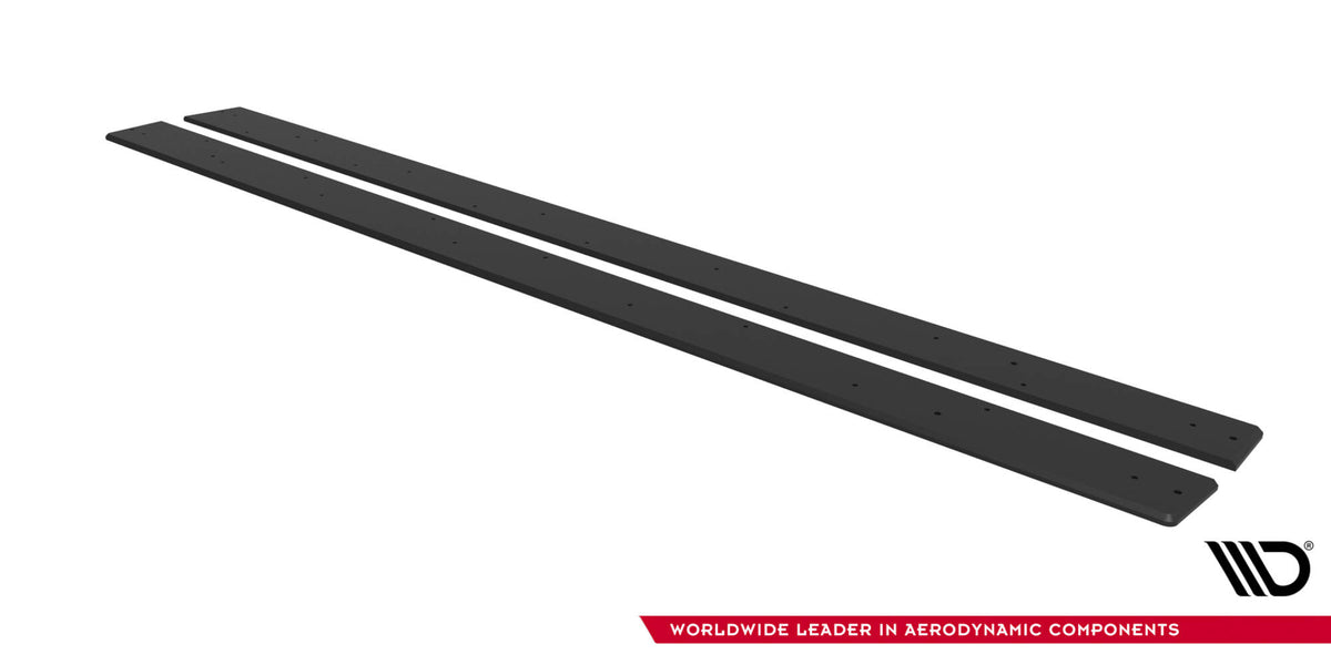 Sidepanel-diffuser for Mitsubishi Lancer Evo X sett fra siden i blank sort finish