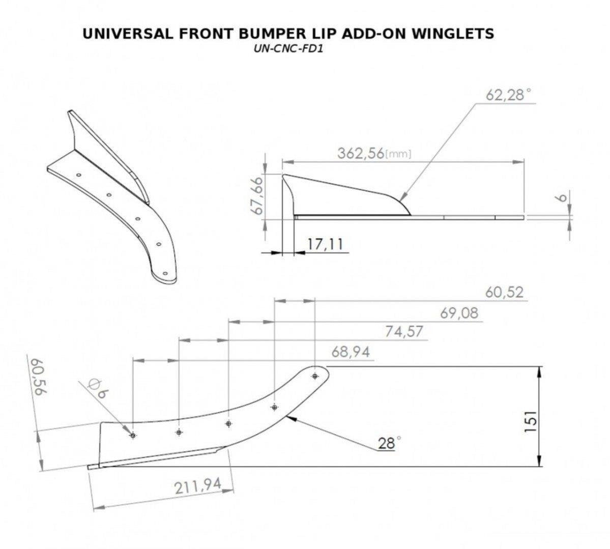 Universelle winglets med monteringssett i rustfritt stål