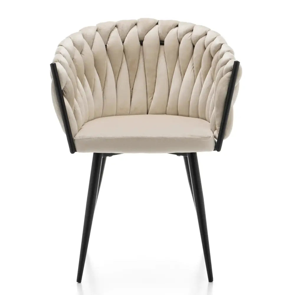 Polstret Fløyelsstol For Stue Og Spisestue i Flettet Moderne Glamour-stil - 1