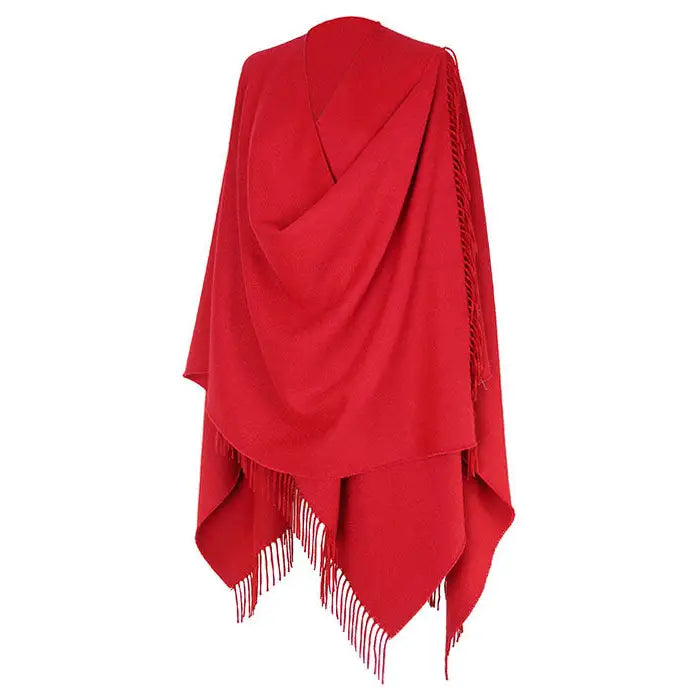 Poncho Dyp Rød 40% Ull 42 46 48 50 No - 1