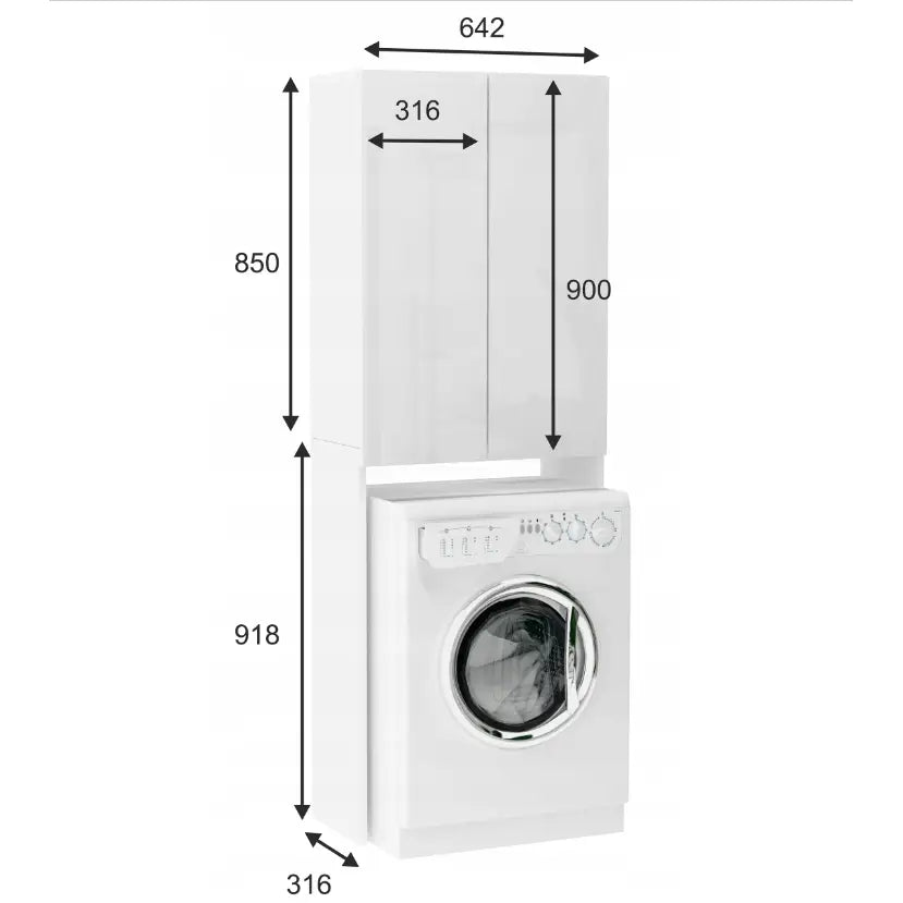 Praktisk Overskap For Vaskemaskin i Hvit Høyglans - 4