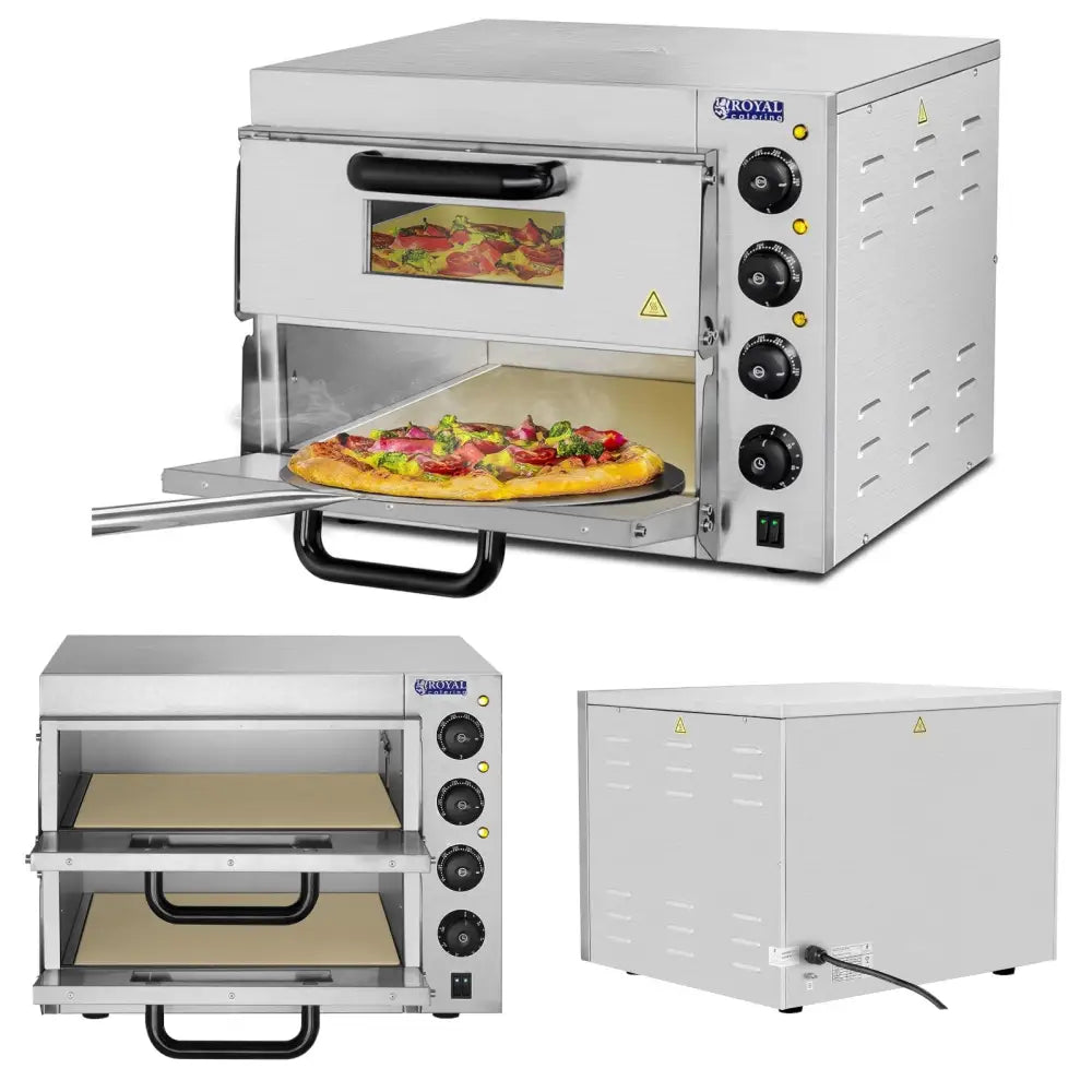 Profesjonell Dobbel Pizzaovn 2 x 40cm 3000w 230v Royal Catering