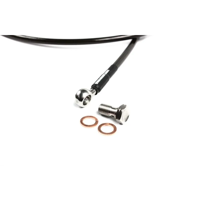 Teflonslange med 3/8 UNF banjo-tilkobling til OBP hydraulisk håndbrekk med beholder
