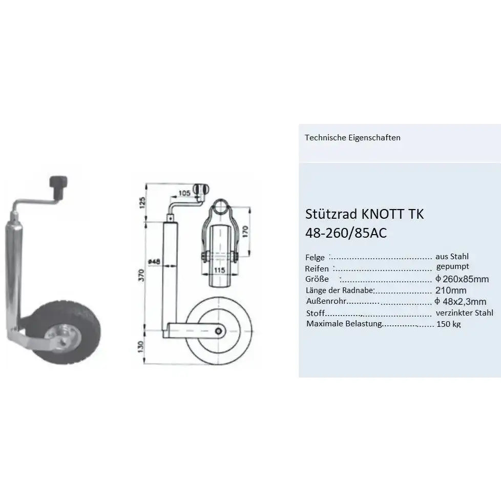 Pumpet Støttehjul Knott Tk 48-260 / 85ac