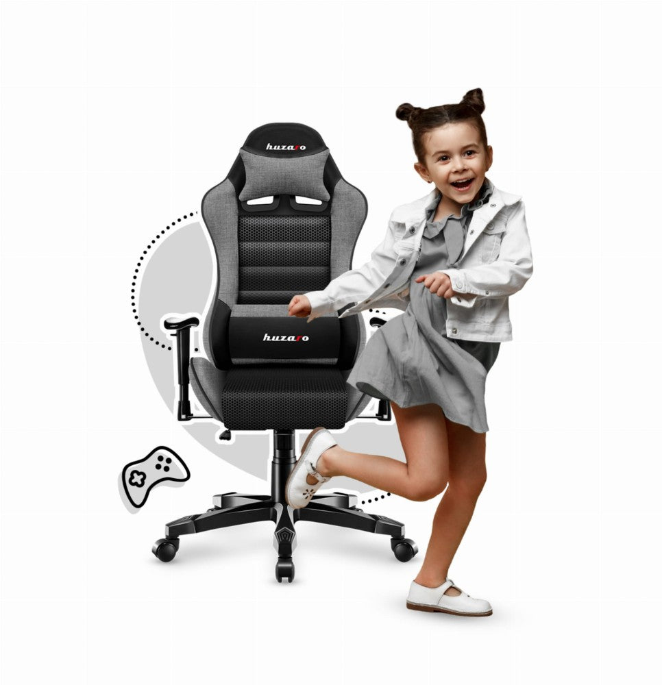 Huzaro Ranger 6.0 Grå Mesh gamingstol barn – fremvisning grå mesh-rygg