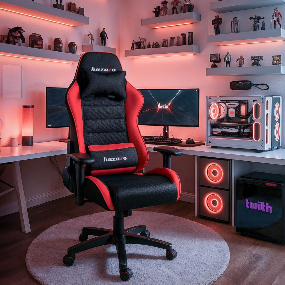 Huzaro Ranger 6.0 Rød Mesh – korsryggpute og nakkepute i rødt og svart