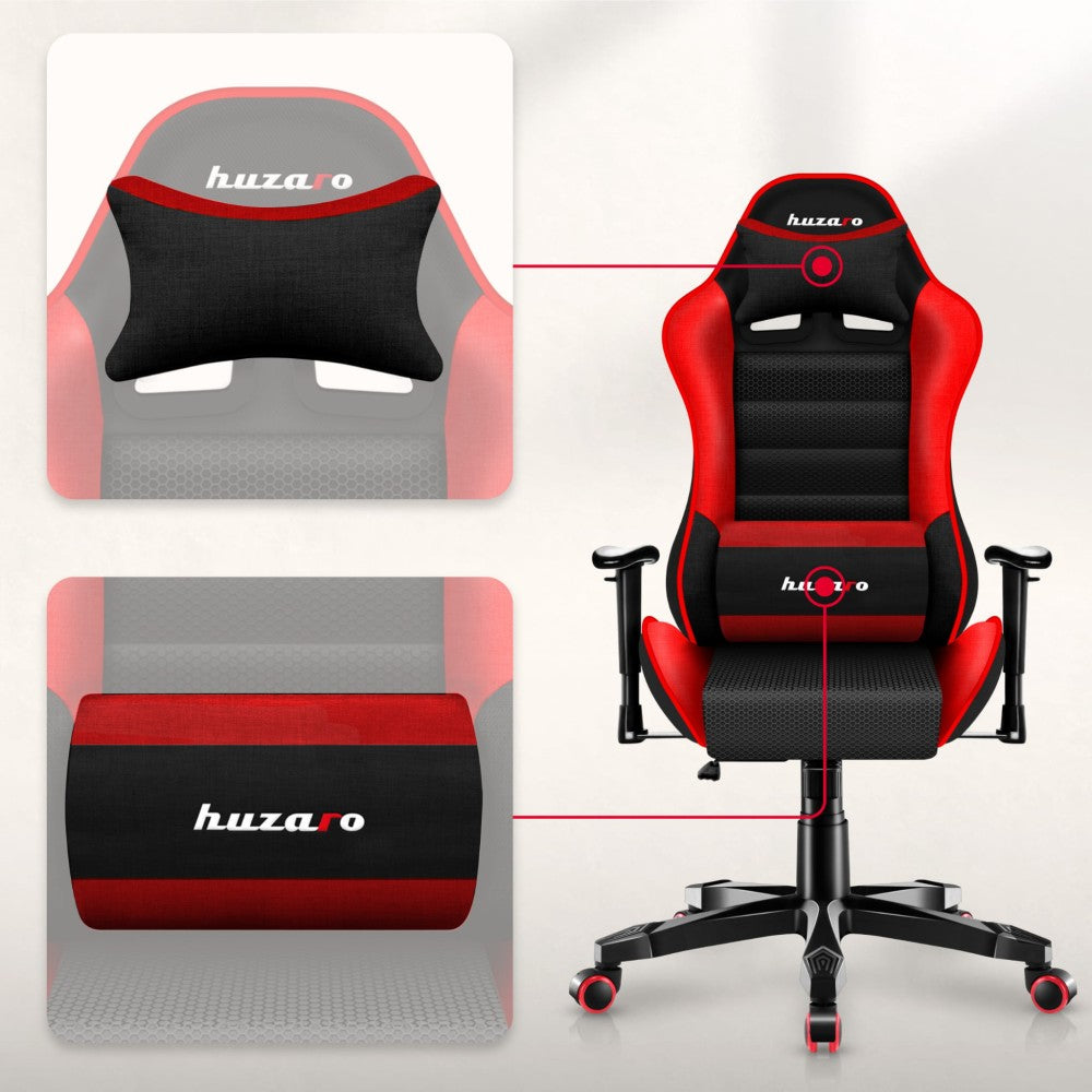 Huzaro Ranger 6.0 Rød Mesh – justerbare armlener, sett fra siden