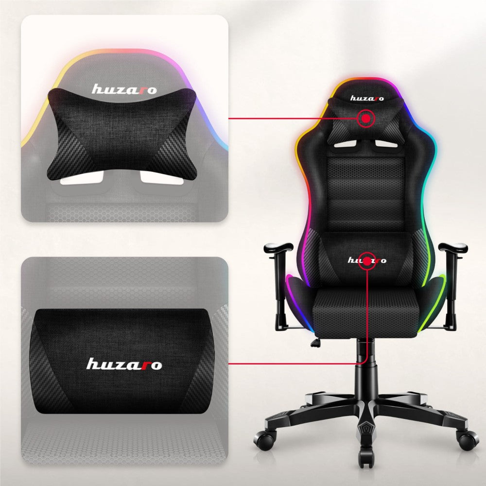 Huzaro Ranger 6.0 RGB Mesh – stålramme og polyuretan-gummihjul, sett nedenfra