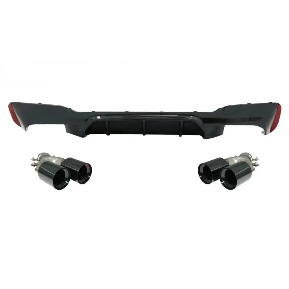 Rear Bumper Diffuser Piano Black With Exhaust Muffler Tips Black Suitable For Bmw 5 Series G30 G31 Limousine Touring