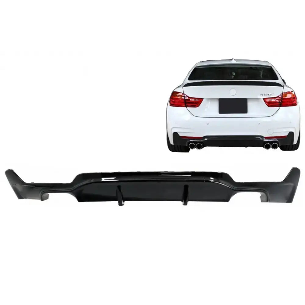 Rear Bumper Diffuser Suitable for Bmw F32 F33 F36 (2013-) Coupe Cabrio 4 Series m Performance Design Twin Double Outlet