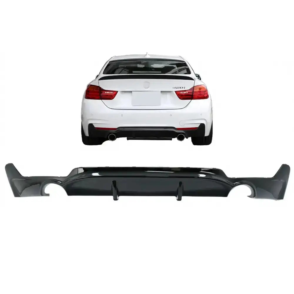 Rear Bumper Diffuser Suitable For Bmw F32 F33 F36 (2013-) Coupe Cabrio 4 Series m Performance Design Twin Single Outlet