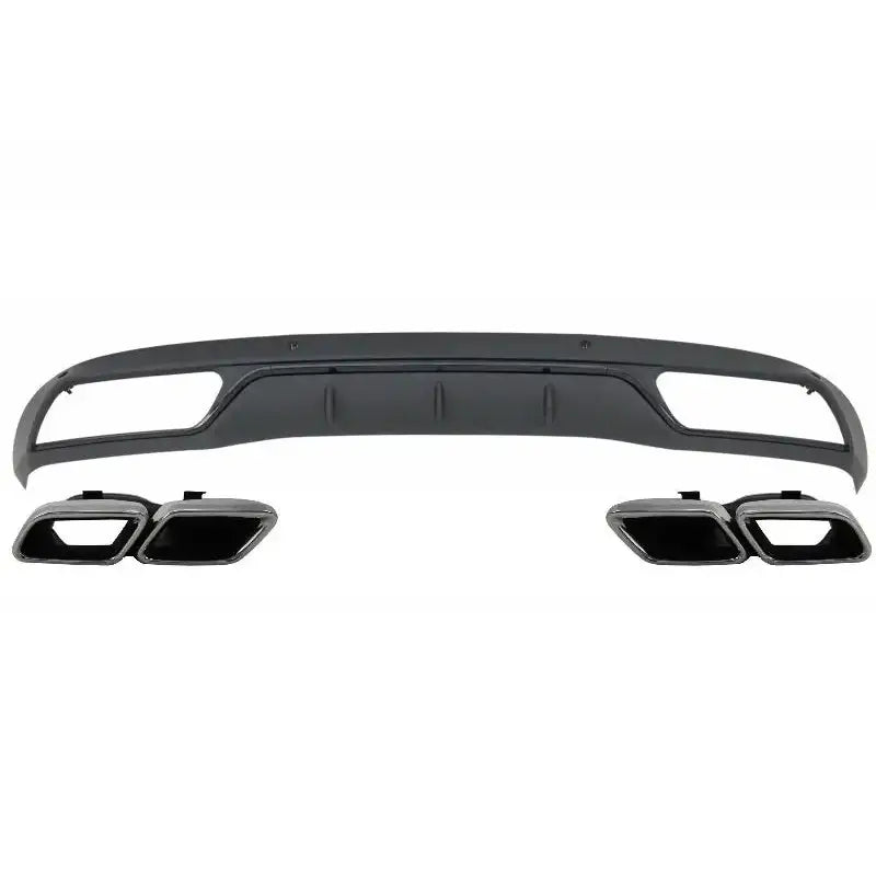 Rear Bumper Diffuser With Muffler Tips Suitable For Mercedes C-class W205 S205 (2014-2018) C63 Look Shadow Black And