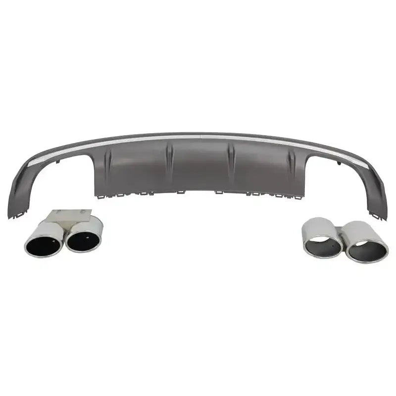 Rear Bumper Valance Air Diffuser Suitable For Audi A3 8v Sedan (2012-2015) S3 Design With Double Outlet Exhaust Tips - 1