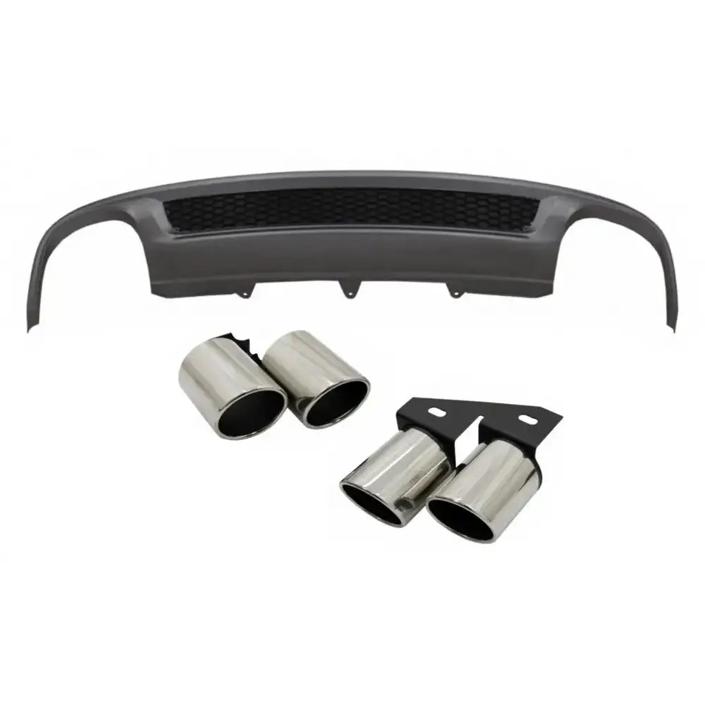 Rear Bumper Valance Air Diffuser Suitable For Audi A4 B8 Facelift Limousine/avant (2012-2015) With Exhaust Muffler Tips