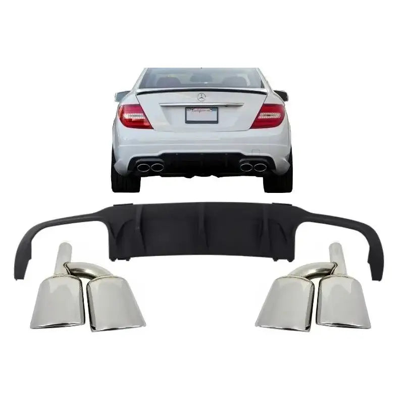 Rear Bumper Valance Air Diffuser With Exhaust Muffler Tips Suitable For Mercedes C-class W204 C204 Amg Sport Line