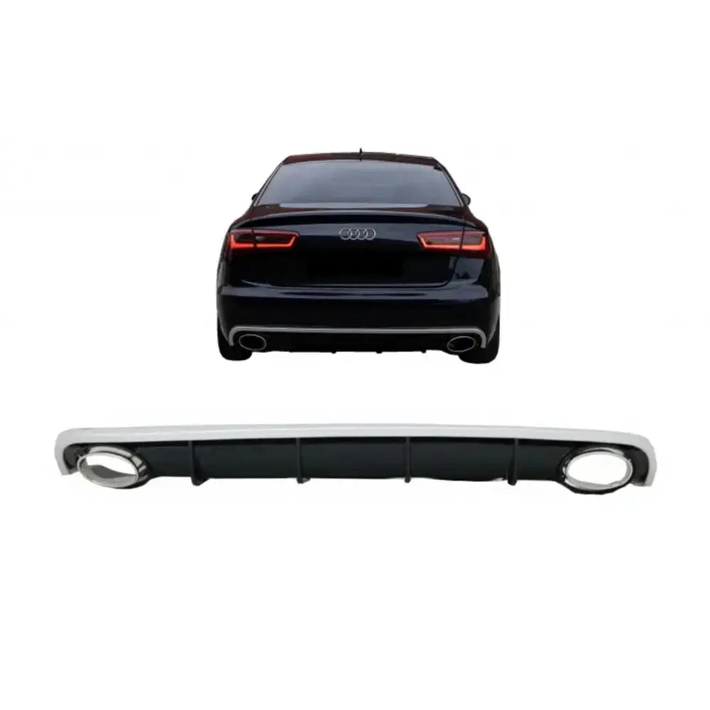 Rear Bumper Valance Diffuser & Exhaust Tips Suitable For Audi A6 C7 4g Limousine Avant (2010-2014) Rs6 Design - 1