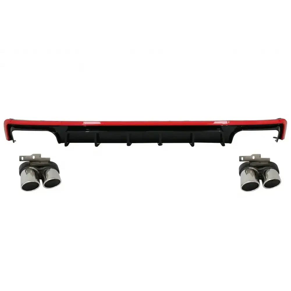 Rear Bumper Valance Diffuser & Exhaust Tips Suitable For Audi A6 C8 4k Avant Sedan (2018-up) S6 Design Red - 2