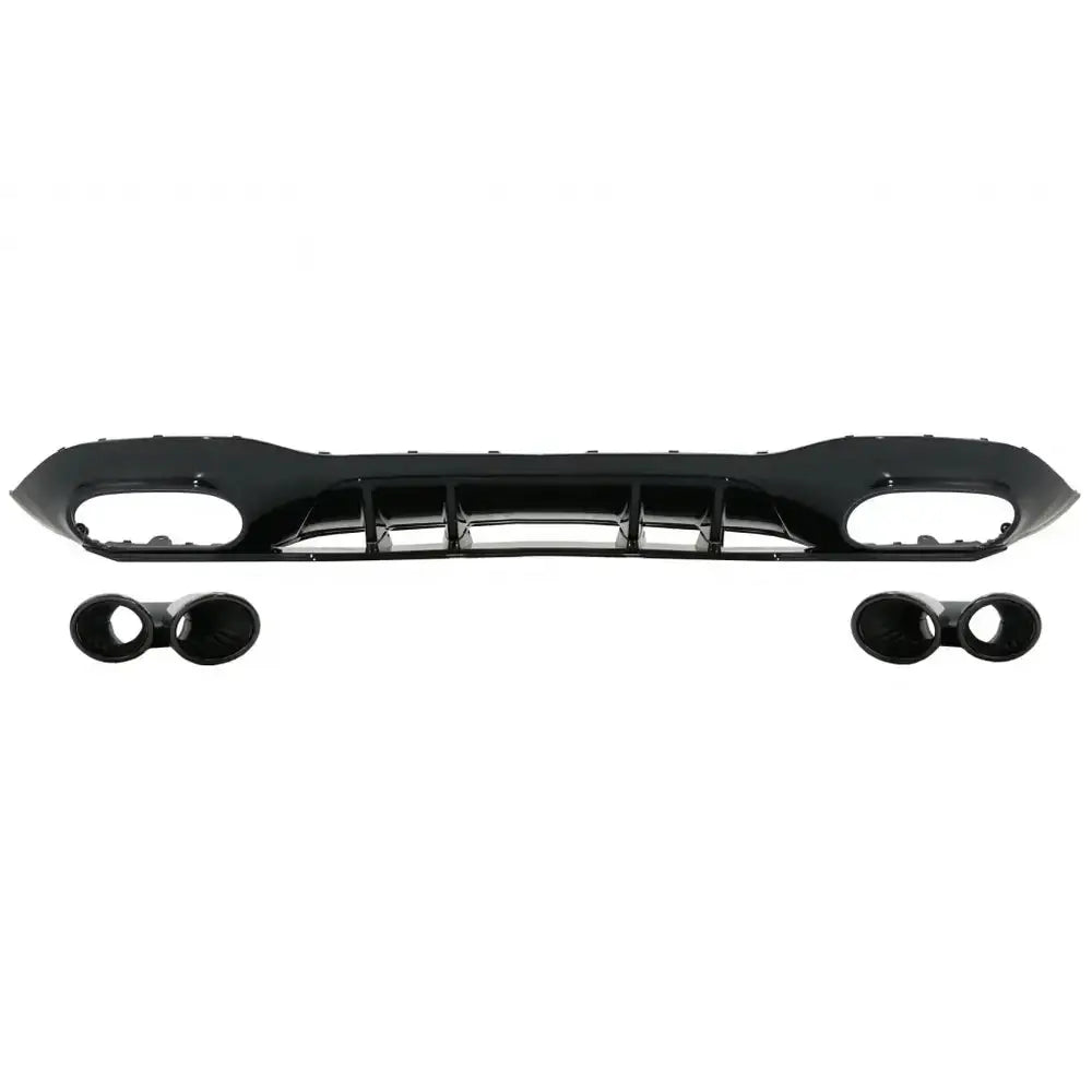 Rear Bumper Valance Diffuser Suitable For Mercedes A-class W177 Hatchback (2018-up) Black Exhaust - 1