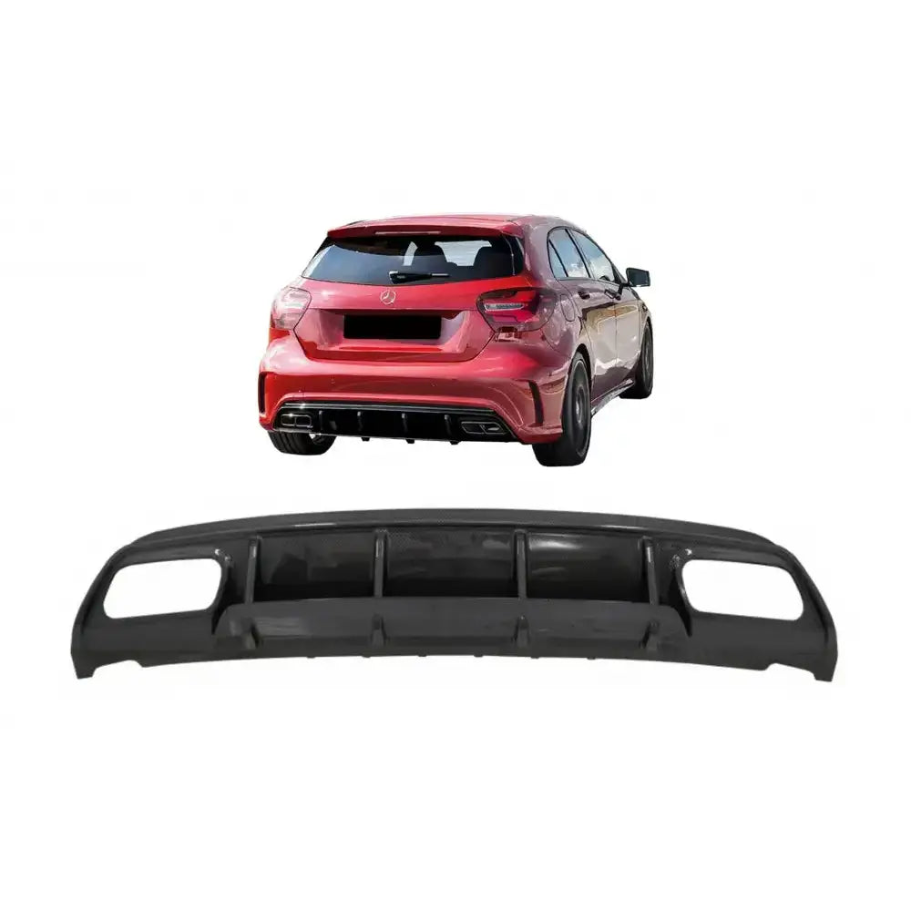 Rear Bumper Valance Diffuser Suitable For Mercedes W176 A-class (2013-2018) A45 Facelift Design Carbon Look - 1