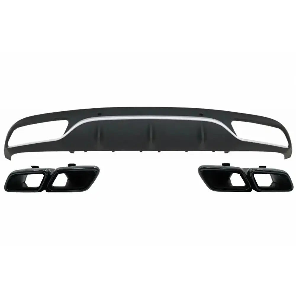 Rear Bumper Valance Diffuser With Black Exhaust Muffler Tips Suitable For Mercedes C-class C205 A205 Coupe Cabriolet