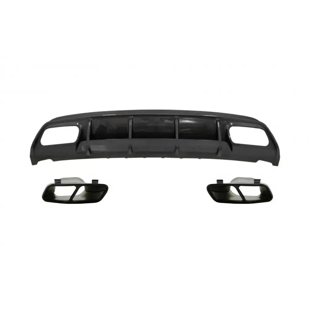 Rear Bumper Valance Diffuser With Exhaust Muffler Tips Black Suitable For Mercedes W176 A-class (2013-2018) A45