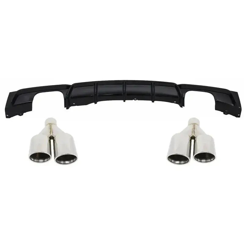 Rear Diffuser Double Outlet Brilliant Black Edition With Exhaust Muffler Tips M-power Chrome Suitable for Bmw 3 Series