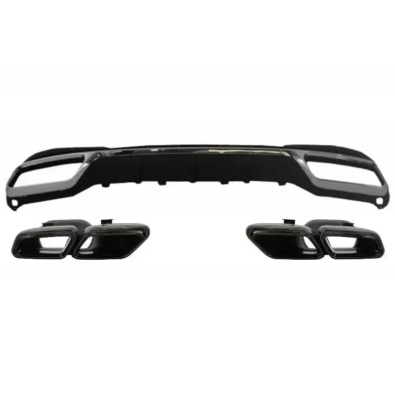 Rear Diffuser With Exhaust Muffler Tips Black Suitable For Mercedes E-class W212 S212 Facelift (2013-2016) Only Sport