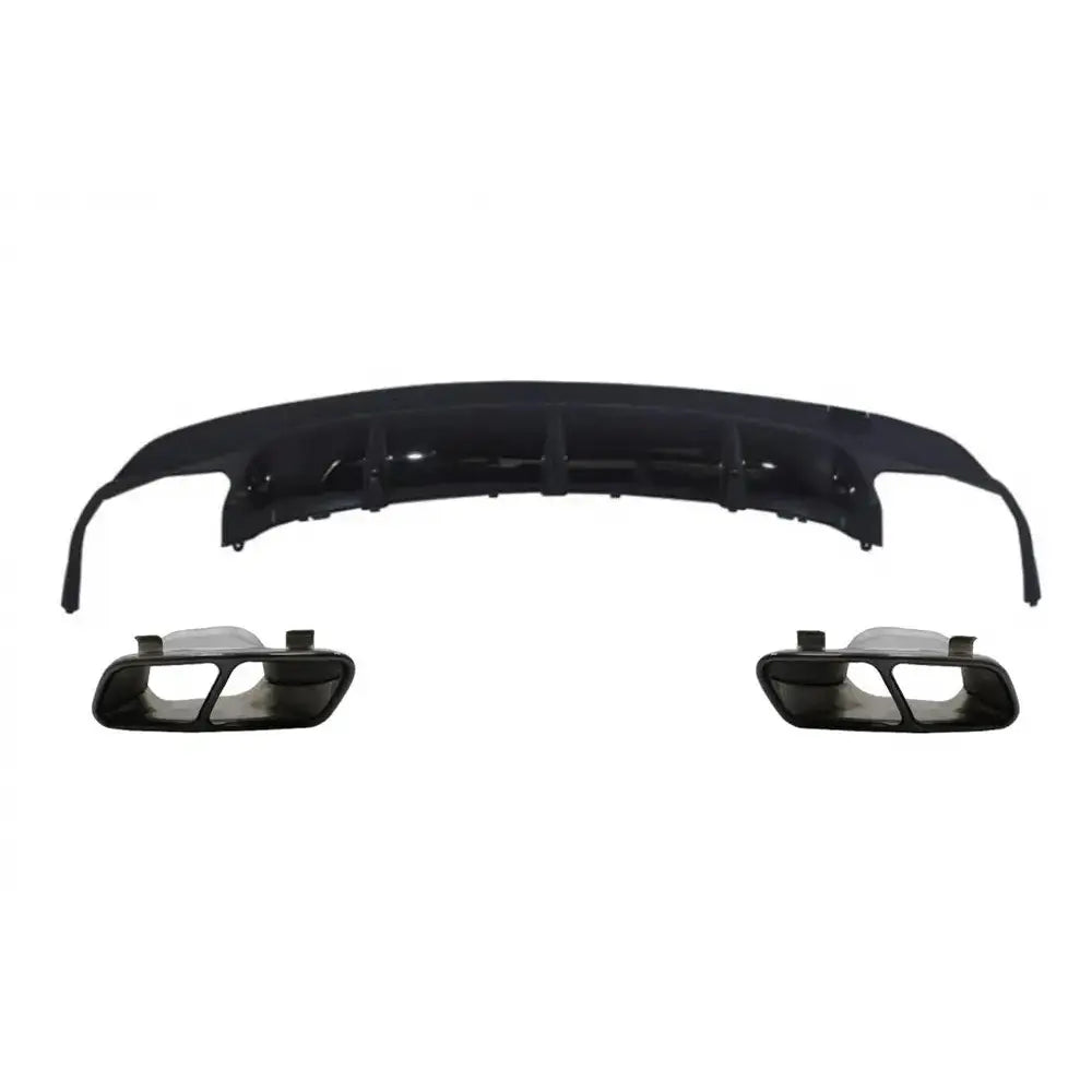 Rear Diffuser With Exhaust Muffler Tips Black Suitable For Mercedes Cla W117 X117 Shooting Brake (2013-2018) Sport Pack