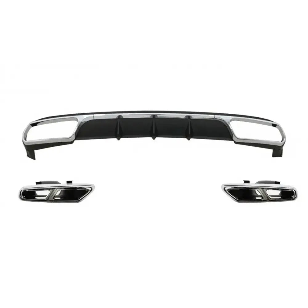 Rear Diffuser With Exhaust Muffler Tips Chrome Suitable for Mercedes E-class W212 Facelift (2013-2016) E65 Design Only