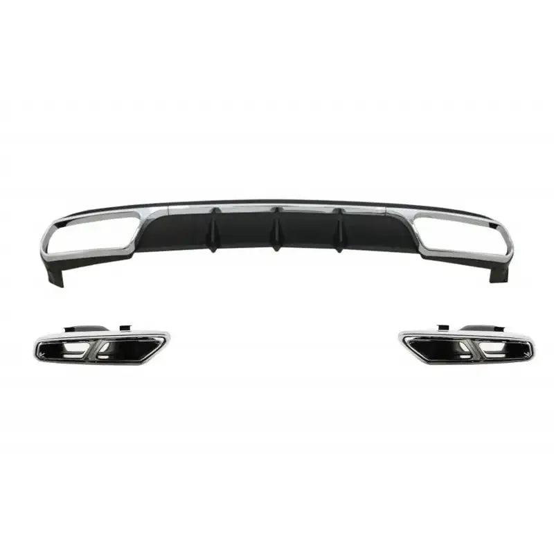 Rear Diffuser With Exhaust Muffler Tips Chrome Suitable For Mercedes E-class W212 Facelift (2013-2016) E65 Design Only