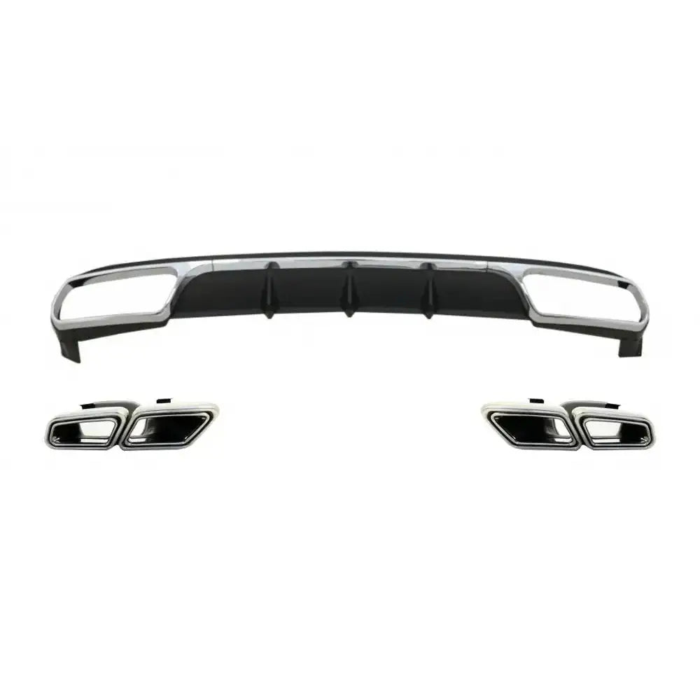 Rear Diffuser With Exhaust Muffler Tips Chrome Suitable For Mercedes E-class W212 Facelift (2013-2016) Only Standard